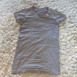 White and black striped lulu lemon shirt